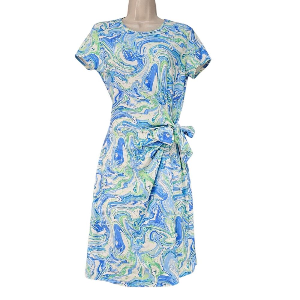 J McLaughlin Elora Catalina Cloth Faux Wrap Tie Dress Size S Beach Resortwear